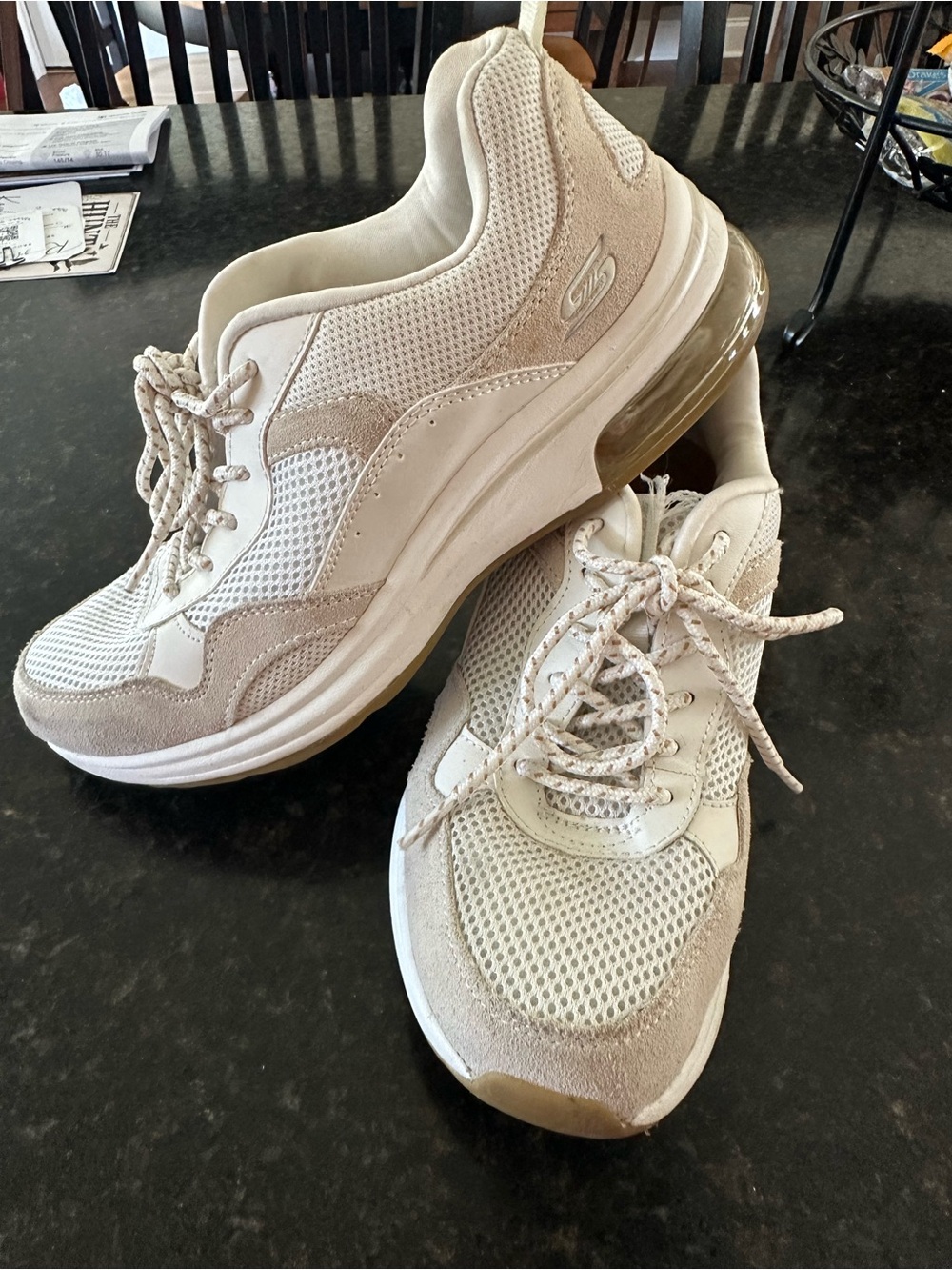 Skechers Women's Athletic Sneakers in Neutral Beige and White